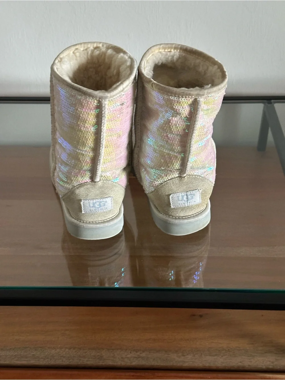 UGG I Do! Wedding Limited Edition Iridescent Sequin Bridal Shearling Boot Size 7
